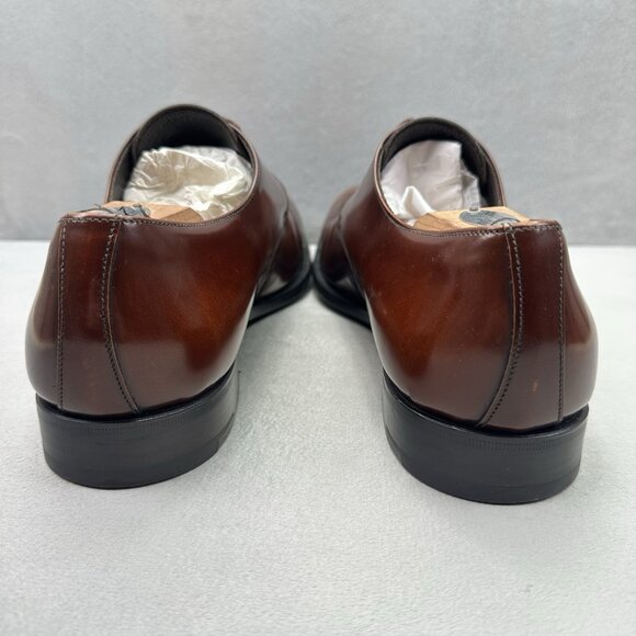 PRADA 2E1608 Mens Size 12 (UK 11) Oxford Brown Polished Leather Dress Shoes - Picture 4 of 11